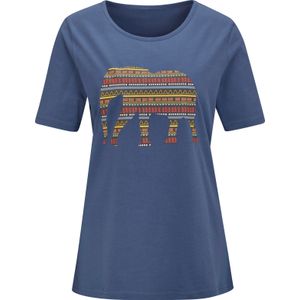 Jeansblauw - T-shirt - 100% Katoen - Gedessineerd