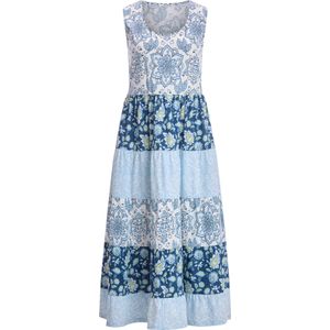 Dames Jersey jurk in middenblauw/ijsblauw bedrukt