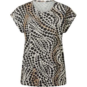 Dames Shirt met korte mouwen in ivoor/zwart bedrukt