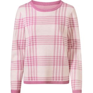 Dames Pullover met ronde hals in orchidee/ecru gedessineerd