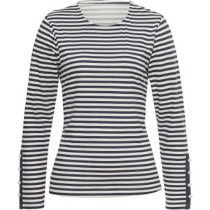 Marine/Champagne Gestreept - T-shirt - 100% Katoen