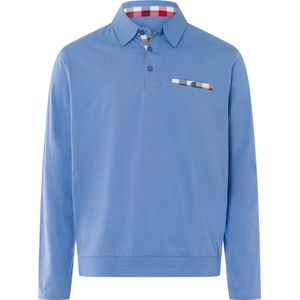 Poloshirt - Middenblauw - 100% Katoen - Lange Mouwen