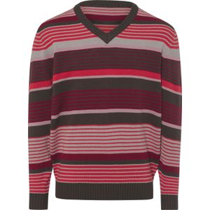 Heren Pullover met V-hals in donkerrood/grafiet gedessineerd