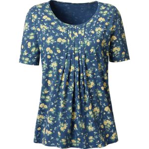 Dames Shirt met korte mouwen in jeansblauw geprint