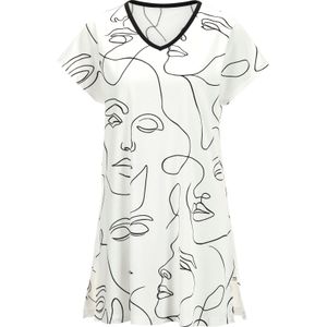 Dames Capripak in wit/zwart geprint