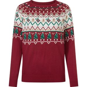 Dames Pullover met lange mouwen in rood/champagne