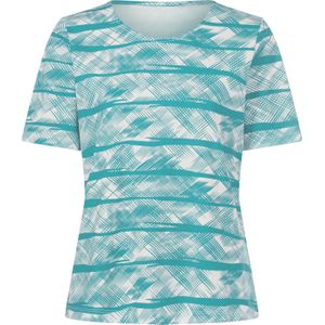 Dames Shirt met korte mouwen in oceaan/ecru bedrukt