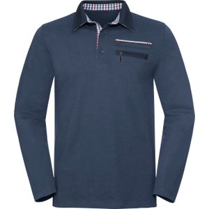 Jeansblauw - Longsleeve - 100% Katoen - Knoopsluiting - Borstzak