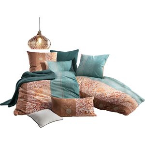 Bedtextiel in terracotta/turquoise