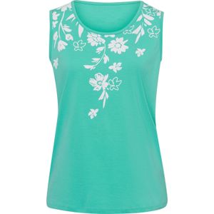 Dames Shirttop in blauwgroen/wit