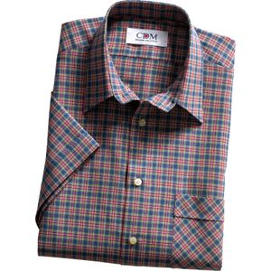 Overhemd - Rood/Blauw Geruit - 100% Katoen - Knoopsluiting