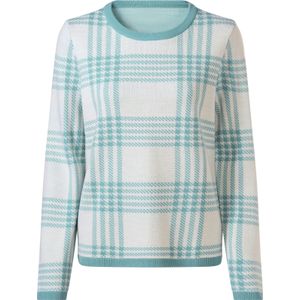 Dames Pullover met ronde hals in oceaan/ecru gedessineerd