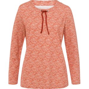 Dames Shirt met lange mouwen in terra/ecru bedrukt