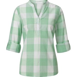 Dames Katoenen blouse in groen/wit geruit