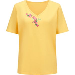 Gebloemd T-shirt - Geel/Pink - 100% Katoen