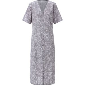 Classic Basics - Gedessineerde Jurk - Grijs/Wit - Kuitlengte - Knoopsluiting