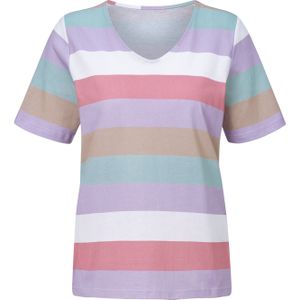 Dames Gestreept shirt in lila/flamingo gestreept