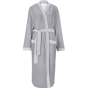 Badjas - Grijs Mêlee - Katoenmix - Opgestikte Zakken
