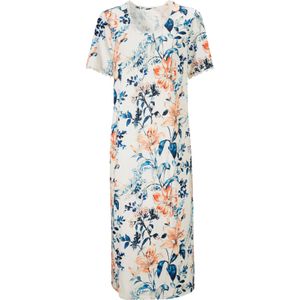 Nachthemd - Gebloemd - Wit/Abrikoos - 50% Katoen, 50% Modaal