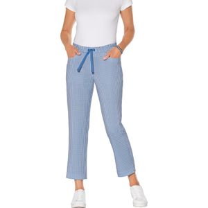 Dames 7/8-broek in middenblauw/ecru bedrukt