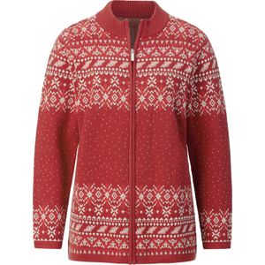 Dames Jacquardvest in kers/ecru gedessineerd