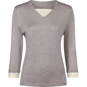 Dames 2-in-1-pullover in steengrijs/ecru gemêleerd