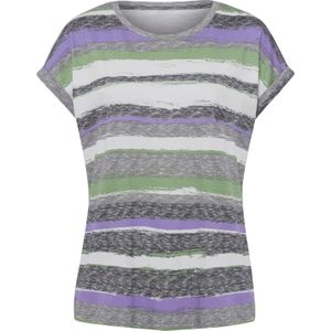 Dames T-shirt in antraciet-lavendel gestreept