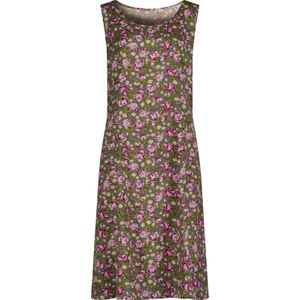 Dames Bloemenjurk in kaki/mauve bedrukt