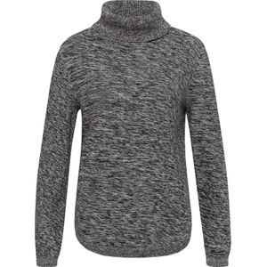 Dames Rolkraagtrui in zwart/ecru gemêleerd