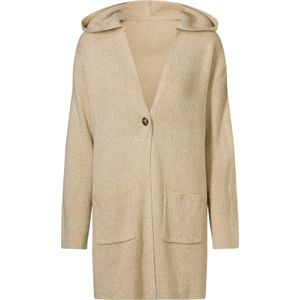 Dames Lang gebreid vest in beige-champagne gemêleerd