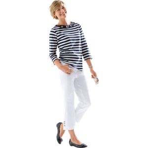 Capri Broek - Wit - 67% Katoen, 30% Polyester - Opgestikte Zakken, Knoop- en Ritssluiting