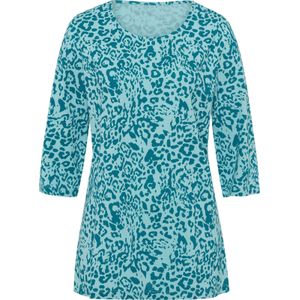 Aquamarijn Gedessineerd Longshirt - 100% Katoen - Ronde Hals - 3/4-Mouwen