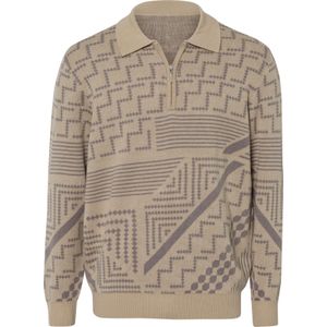 Classic - Polotrui - Beige/Grijs gedessineerd - Lange Mouwen - 100% Polyacryl