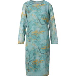 Dames kokerjurk in kalkmint/salie bedrukt