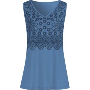 Dames Shirttop in middelblauw/jeansblauw