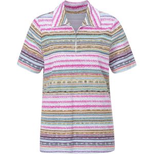 Fuchsia Gestreept - Poloshirt - Katoen/Modaal - Korte Mouwen