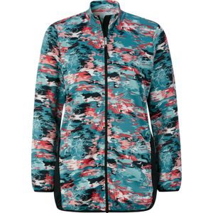 Dames Sportjack in ecru/petrol bedrukt