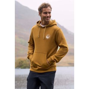 Sunrise Mountain Badge Übergroßer Kapuzenpullover mit Grafikdruck für Herren - Gelb