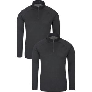 Talus Herren-Langarmshirt mit Reißverschluss - Multipack - Schwarz