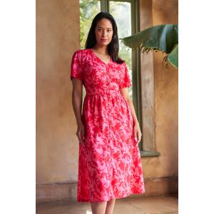Riviera Geknöpftes Damen Midikleid - Rot