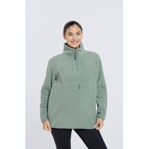 Kuschelige Umstandsjacke aus Sherpa-Fleece mit halblangem Reißverschluss - Khaki