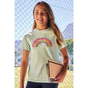 Rainbow Pailletten Kinder T-Shirt - Türkis