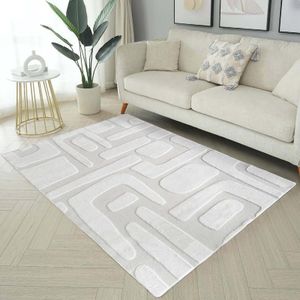Hoogpolig Vloerkleed - Wit - Faux Fur - Geometrisch Patroon - 160 x 230 cm