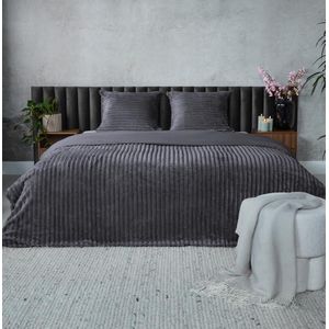 Teddy Ribbed - Dekbedovertrek - Antraciet - 240 x 200/220 cm