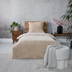 Teddy - Ribbed - Dekbedovertrek - Taupe - 140 x 200/220 cm