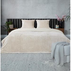 Teddy ribbed dekbedovertrek - crème-wit