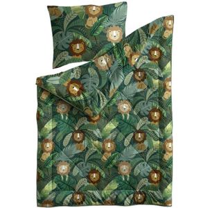 Lazy - Kinderdekbed - Groen - Jungleprint - 140 x 200 cm - Anti-allergisch