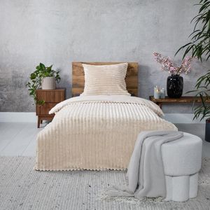 Teddy ribbed dekbedovertrek - crème-wit