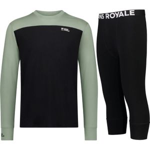 Mons Royale Cascade/Yotei ski ondergoed set, heren, zwart/groen