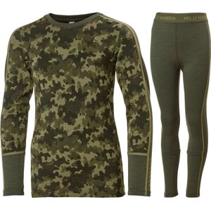 Helly Hansen - JR Graphic Lifa Merino - Set - Groen - Merino Wol - Polypropyleen